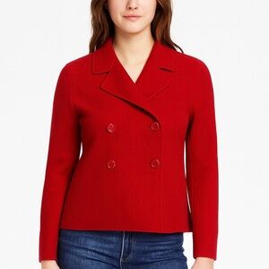 Casual Corner Double-Breasted Boiled Wool Pea Coat MEDIUM